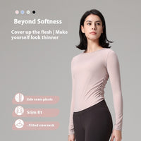 Tight Pullover Elastic Fold Movement Long Sleeve
